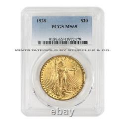 1928 $20 Gold Saint Gaudens PCGS MS65 Gem Graded Philadelphia Double Eagle