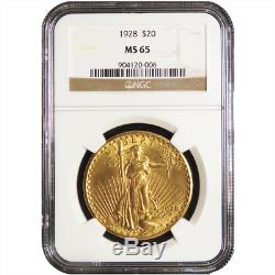 1928 $20 Gold St. Gaudens Double Eagle NGC MS65