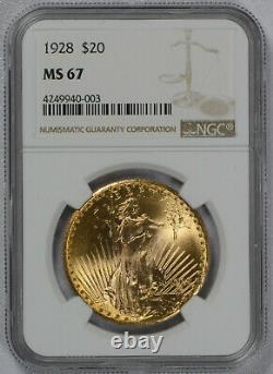 1928 $20 MS 67 NGC Gold Double Eagle Saint Gaudens Coin Super Gem Free shipping