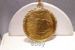 1928 $20 Saint-Gaudens Gold Double Eagle Pendant Rope Bezel 1070s 40.8 Grams
