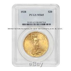 1928 $20 Saint Gaudens PCGS MS65 Gold Double Eagle Gem graded Philadelphia coin