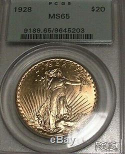 1928 $20 St. Gaudens Double Eagle Pcgs Ms65 Saint Old Green Holder Ogh