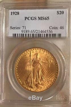 1928 $20 St. Gaudens Gold Double Eagle PCGS MS-65