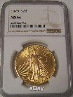 1928 $20 St Gaudens NGC MS66 GEM Philadelphia Gold Double Eagle