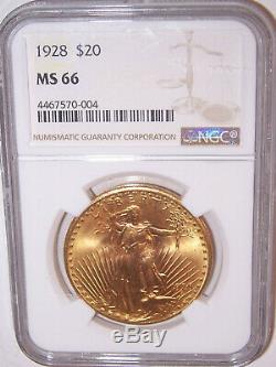 1928 $20 St Gaudens NGC MS66 GEM Philadelphia Gold Double Eagle