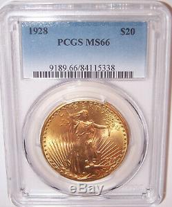 1928 $20 St Gaudens PCGS MS66 GEM Philadelphia Gold Double Eagle