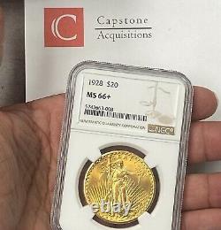 1928-P $20 Saint Gaudens Gold Double Eagle Pre 33 NGC MS66+ Amazing Super Gem+