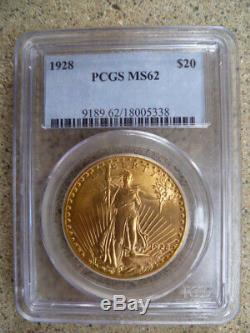 1928 PCGS MS62 $20 St. Gaudens Double Eagle Gold Coin