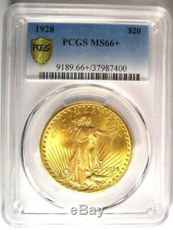1928 Saint Gaudens Gold Double Eagle $20 PCGS MS66+ Plus Grade $4,750 Value