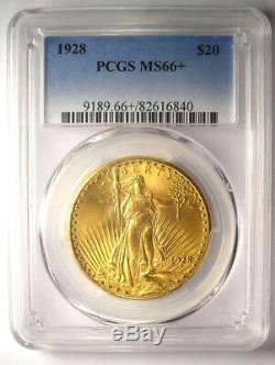 1928 Saint Gaudens Gold Double Eagle $20 PCGS MS66+ Plus Grade $5,000 Value