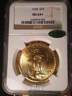 1928 St. Gaudens $20.00 Gold Double Eagle Coin NGC Graded MS 64+ & CAC Certified