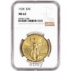 1928 US Gold $20 Saint-Gaudens Double Eagle NGC MS63