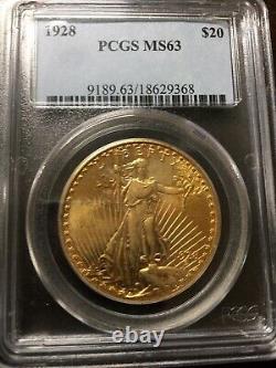 1928 US Gold $20 Saint Gaudens Double Eagle PCGS MS63