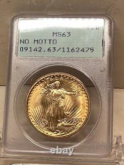 2- 1908 $20 Saint Gaudens Double Eagle NM PCGS MS63 Rattler 4 serial #s apart