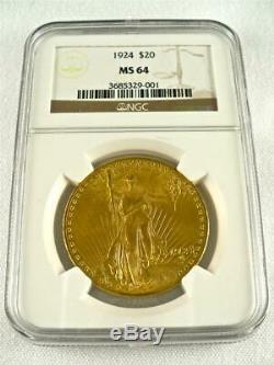 $20 Double Eagle ST. GAUDENS 1924 Gold Coin MS 64 KM # 131