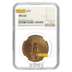 $20 Gold Double Eagle Saint Gaudens NGC MS 64 (Random Year)