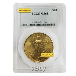 $20 Gold Double Eagle Saint Gaudens PCGS MS 65 (Random Year)