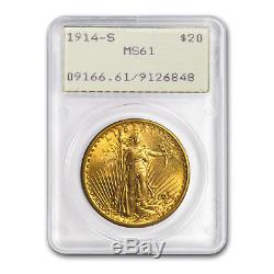 $20 Saint-Gaudens Gold Double Eagle MS-61 PCGS (Rattler, Random) SKU#159850