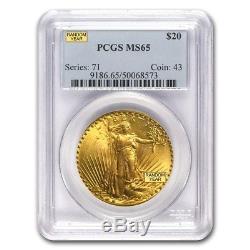 $20 Saint-Gaudens Gold Double Eagle MS-65 PCGS, Random Year. Our pick