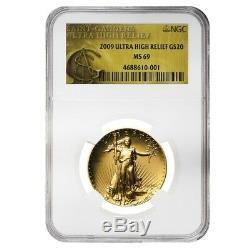 2009 1 oz $20 Ultra High Relief Saint-Gaudens Gold Double Eagle NGC MS 69
