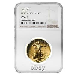 2009 1 oz $20 Ultra High Relief Saint-Gaudens Gold Double Eagle NGC MS 70
