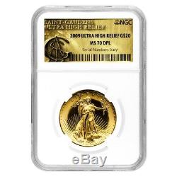 2009 1 oz $20 Ultra High Relief Saint-Gaudens Gold Double Eagle NGC MS 70 DPL