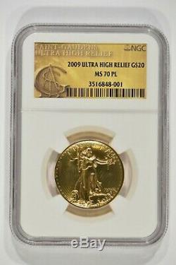 2009 1 oz Gold $20 Ultra High Relief St. Gaudens Double Eagle NGC MS70PL UHR
