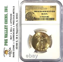 2009 $20 Gold Double Eagle Ultra High Relief Ms70pl Ngc -st. Gaudens Label! Ogp