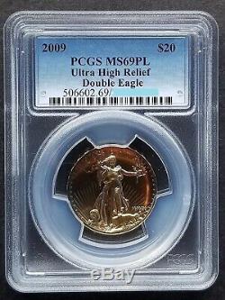 2009 $20 Ultra High Relief Saint-Gaudens Gold Double Eagle PCGS MS 69 PL Rare