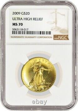 2009 $20 Ultra High Relief St Gaudens Double Eagle 1 oz. 9999 Fine Gold NGC MS70