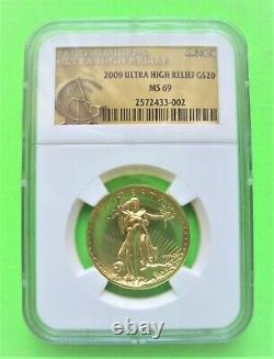 2009 ULTRA HIGH RELIEF $20 GOLD DOUBLE EAGLE NGC MS69 St Gaudens Label 1-OZ GOLD