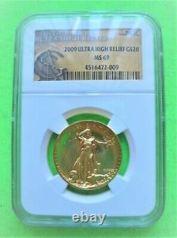 2009 ULTRA HIGH RELIEF $20 GOLD DOUBLE EAGLE NGC MS69 St Gaudens Label 1-OZ GOLD