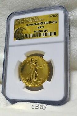 2009 US Mint UHR Double Eagle Saint Gaudens 24Kt. 9999 Gold Coin NGC MS70