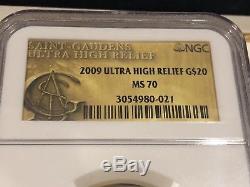 2009 Ultra High Relief $20 St Gaudens Double Eagle Coin Ngc Ms70 Perfect