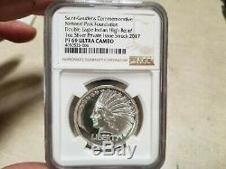 2017 1 oz Saint Gaudens Commemorative Double Eagle Indian Silver HR NGC PF69 ULT