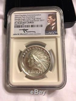 2017 Saint-Gaudens Double Eagle Indian High Relief 1 oz Silver PF 70 UC
