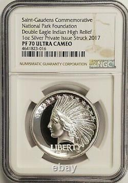 2017 Saint Gaudens Double Eagle Indian High Relief Proof Silver Coin NGC PF70 UC