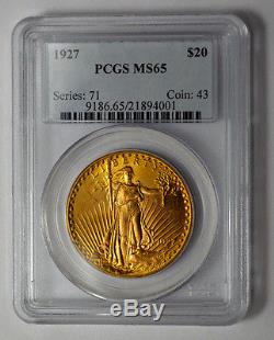 Amazing 1927 $20 PCGS MS65 GOLD ST. GAUDENS DOUBLE EAGLE