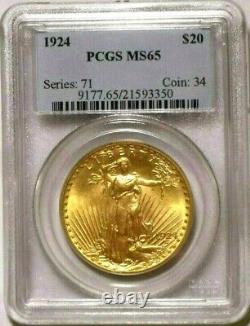 BLAZING MS65 (+Looks Better+) OGH PCGS 1924 $20 GOLD St. Gaudens US Double Eagle