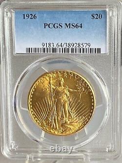 Beautiful 1926 $20 Saint Gaudens Gold Double Eagle PCGS MS64! 38928579