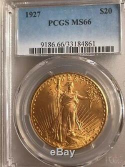 Blazing 1927 $20 St Gaudens PCGS MS66 GEM Philadelphia Gold Double Eagle