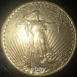 FREE SHIPPING BEAUTIFUL 1908 With Motto $20 ST GAUDEN DOUBLE EAGLE GOLD COIN