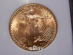Gold $20 Saint-Gaudens Double Eagle NGC MS64 1908 No Motto