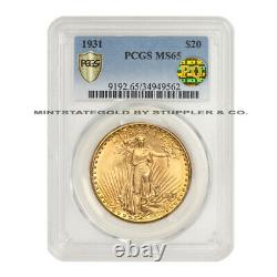 KEY DATE 1931 $20 Saint Gaudens PCGS MS65 PQ Approved Gem Gold Double Eagle