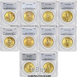 Lot of 10 Random Year $20 Saint Gaudens PCGS MS63 Choice Gold Double Eagle coins