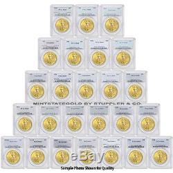 Lot of 25 $20 Saint Gaudens PCGS MS65 Gem Gold Double Eagle coin Random Years