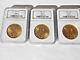 Lot of 3 NGC Graded MS 64 MS64 1924 St. Gaudens $20 Double Eagle Gold Coins G$20