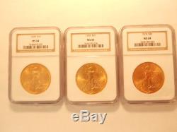 Lot of 3 NGC Graded MS 64 MS64 1928 St. Gaudens $20 Double Eagle Gold Coins G$20