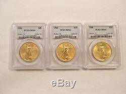 Lot of 3 PCGS MS 64 St Gaudens $20 Double Eagle Gold Coins 1924 25 26 Only $1400