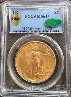 Lot of (6) CAC Certified 1924 $20 Saint Gaudens Double Eagle PCGS MS64+ Gold